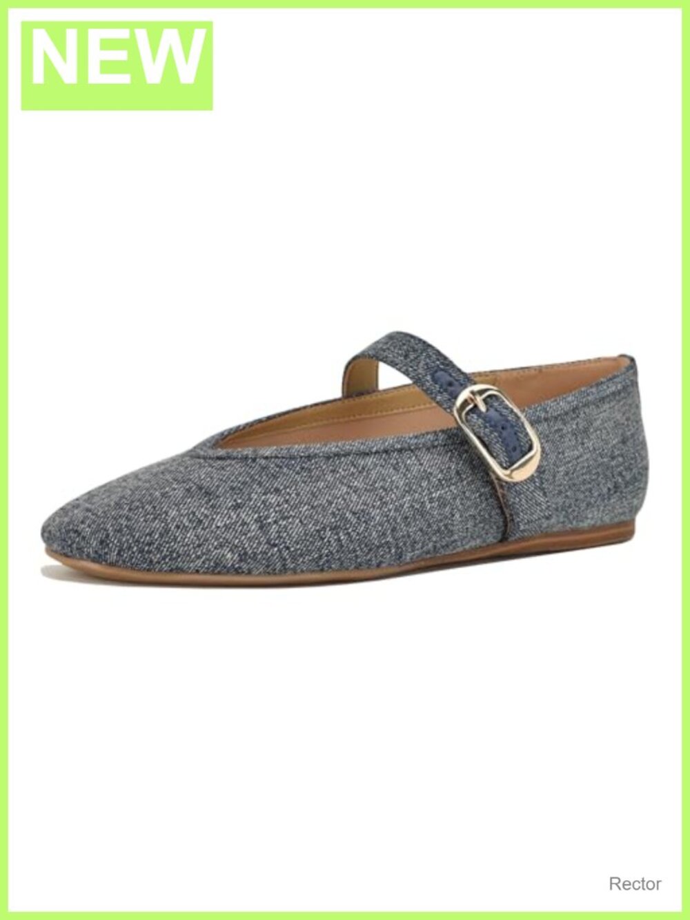Nine West Vancee Denim Slingback Flats - Buckle Detail Almond Toe